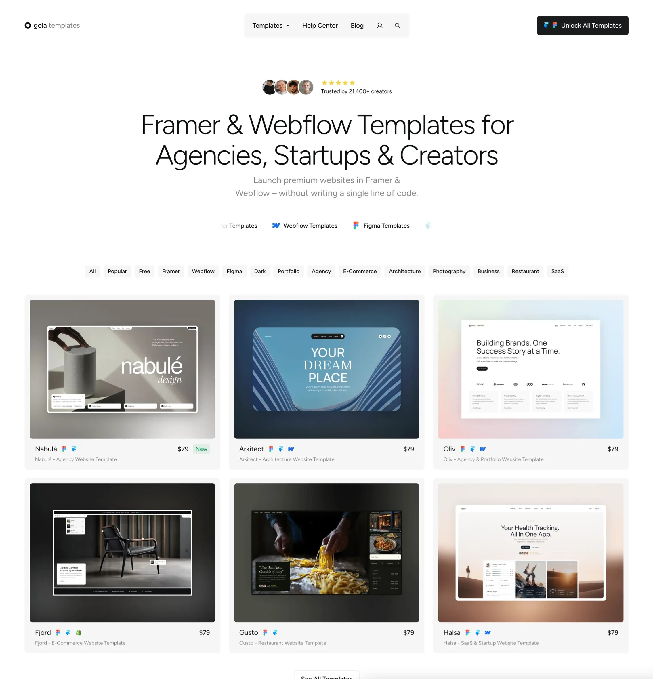 gola templates，落地页 网站设计灵感详情图 1