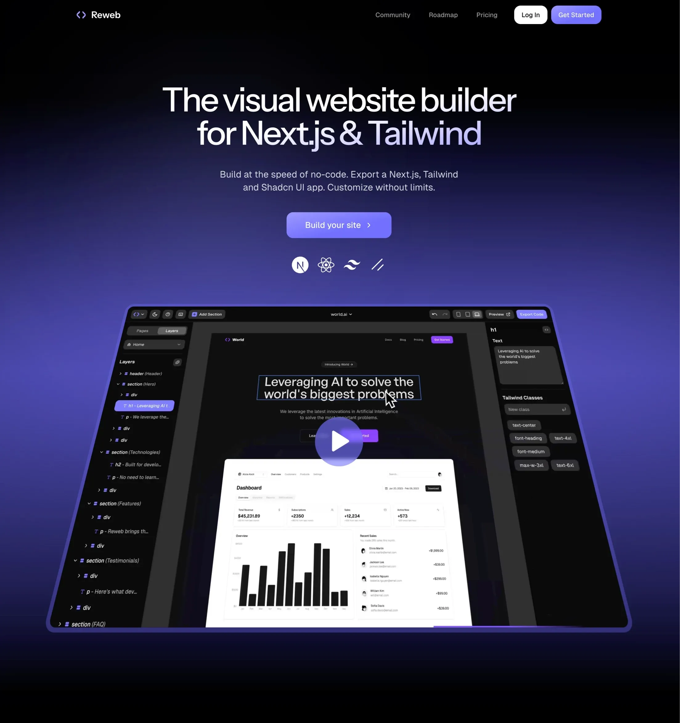 Reweb，人工智能、SaaS 网站设计灵感详情图 1