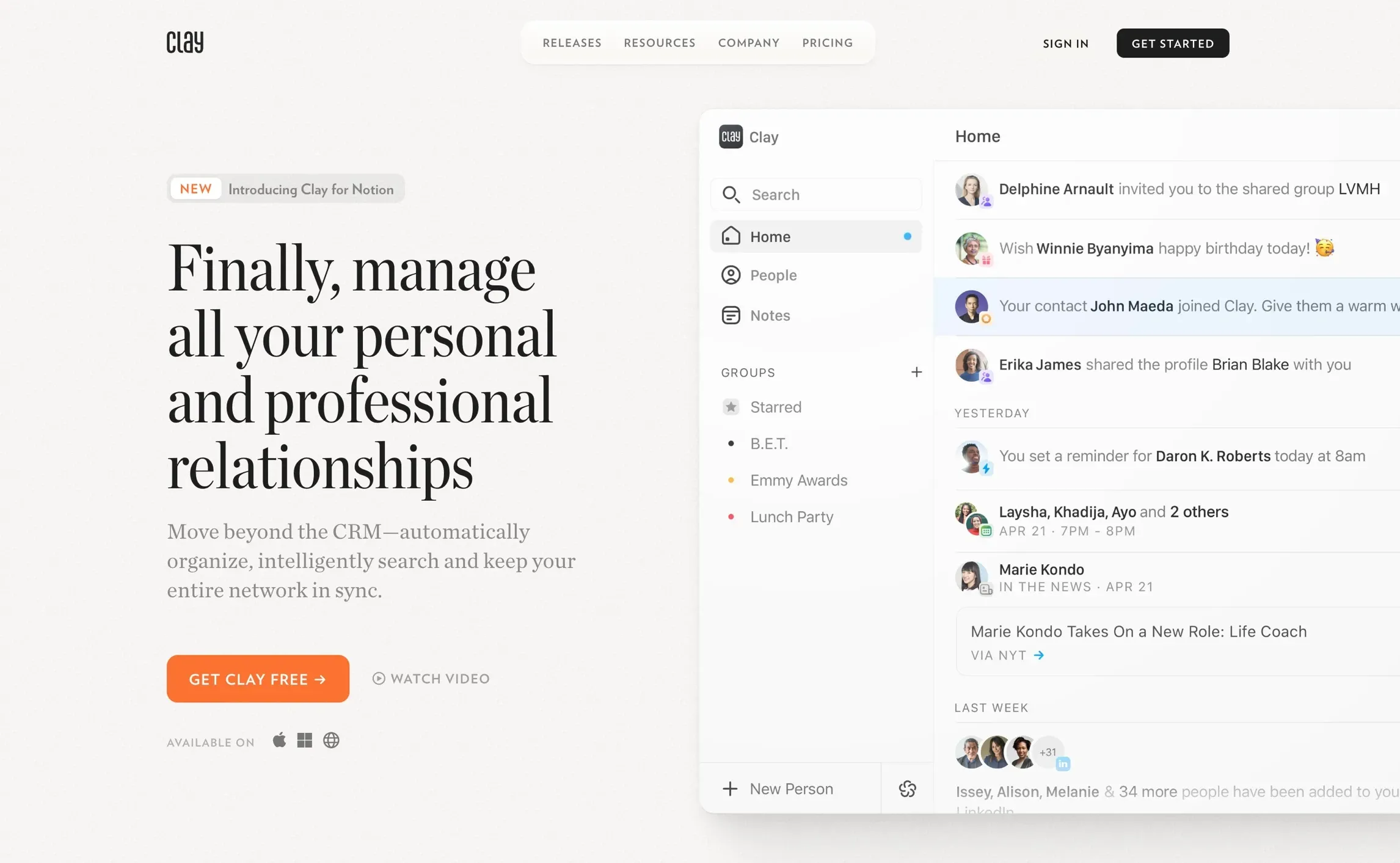 Clay，落地页、SaaS 网站设计灵感详情图 1