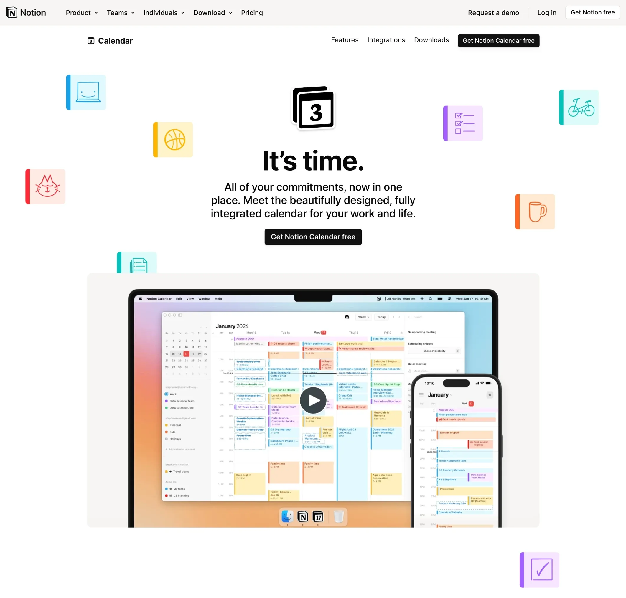 Notion Calendar，落地页 网站设计灵感详情图 1