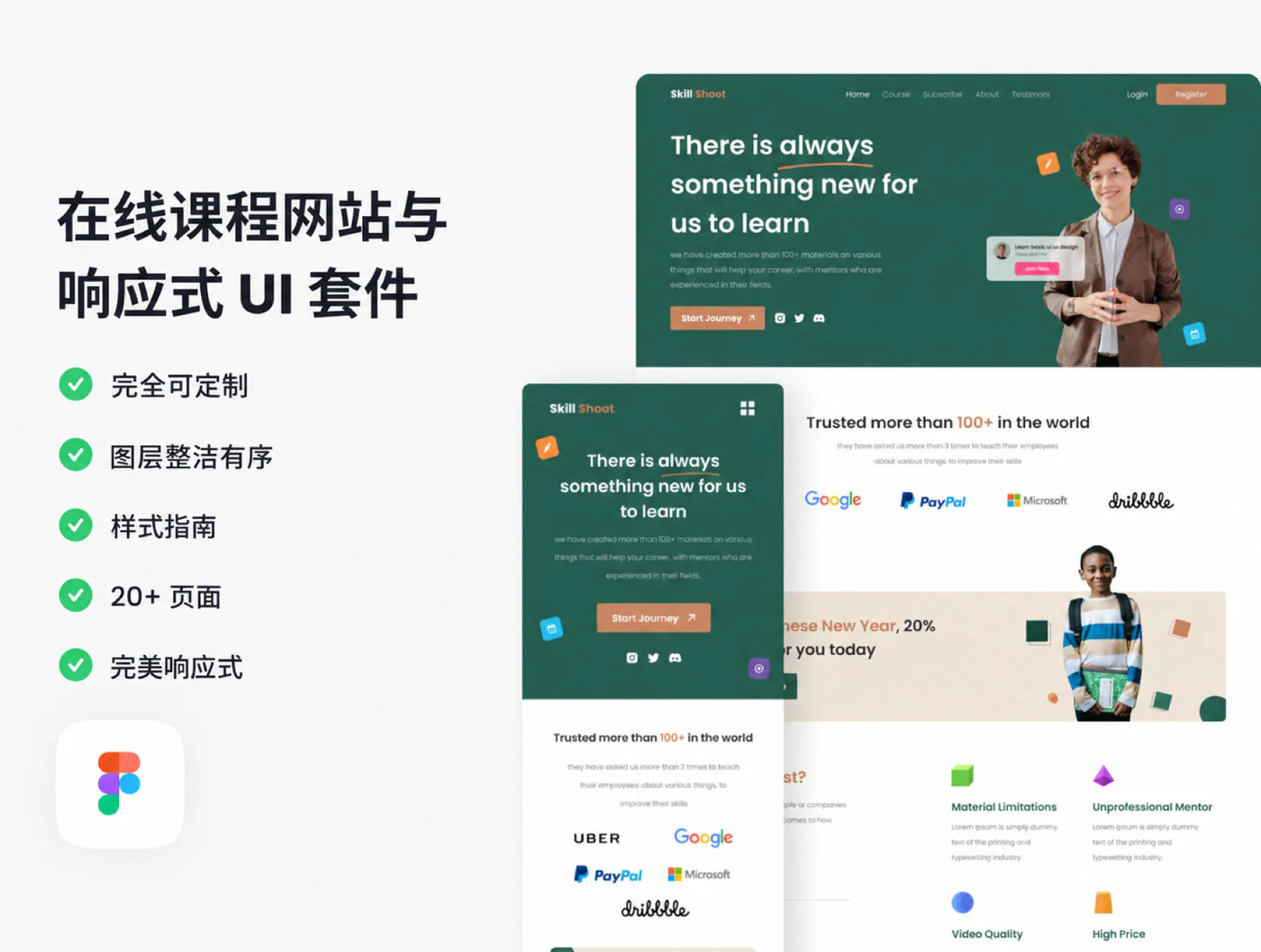 在线课程教育平台Figma网页UI模板培训学习网站设计源文件详情图 1