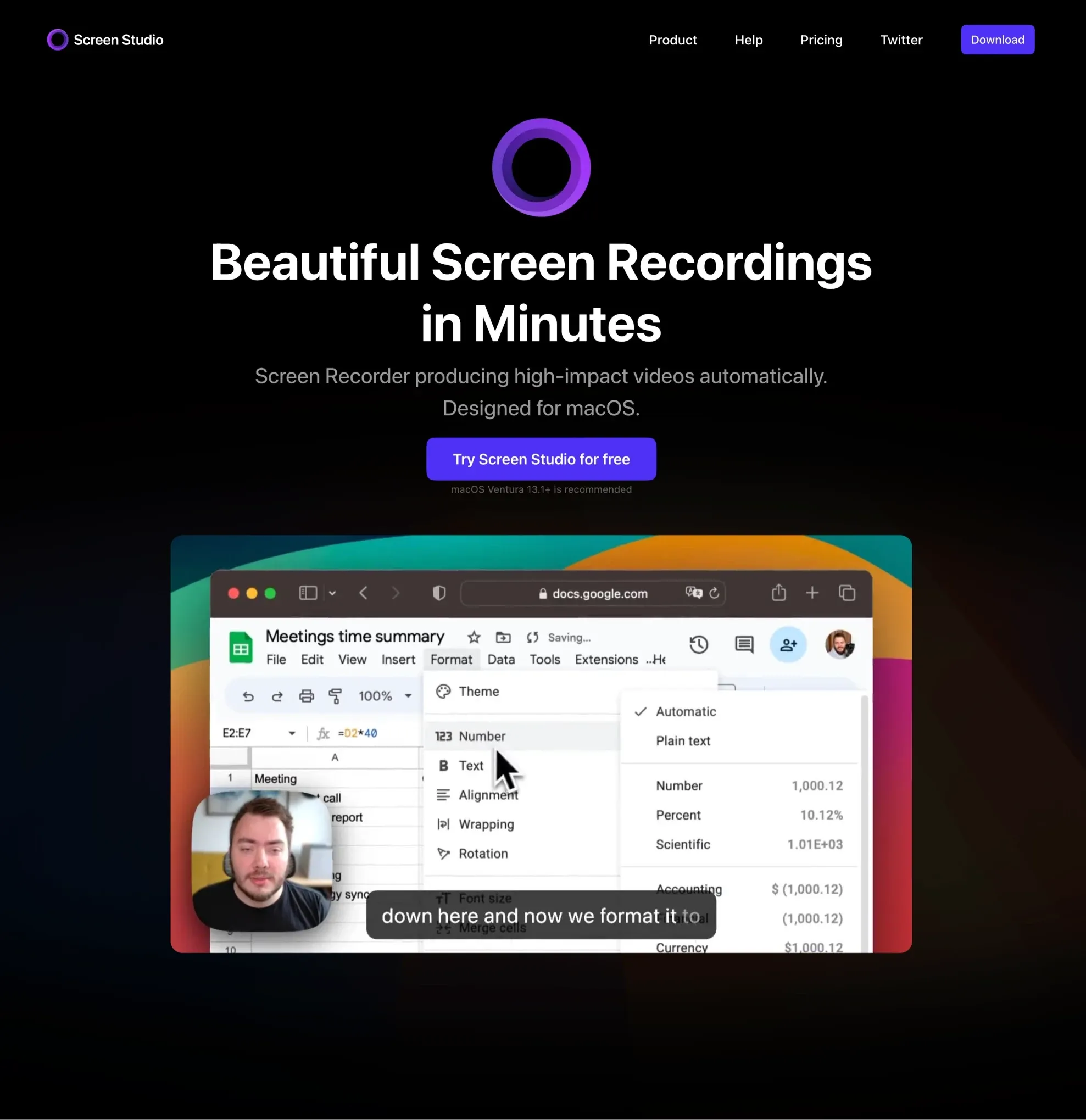 Screen Studio，作品集 网站设计灵感详情图 1