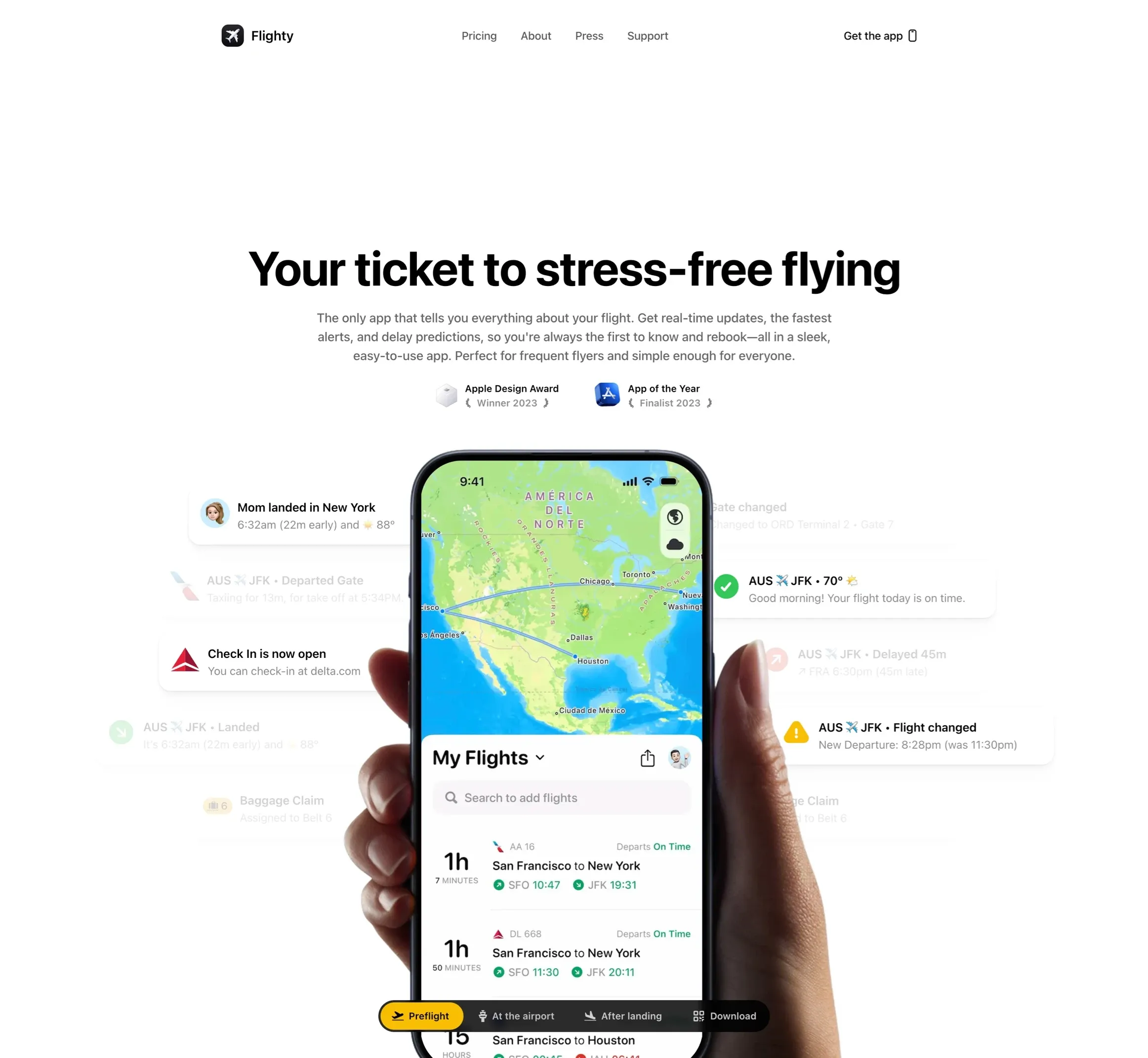 Flighty，落地页、SaaS 网站设计灵感详情图 1
