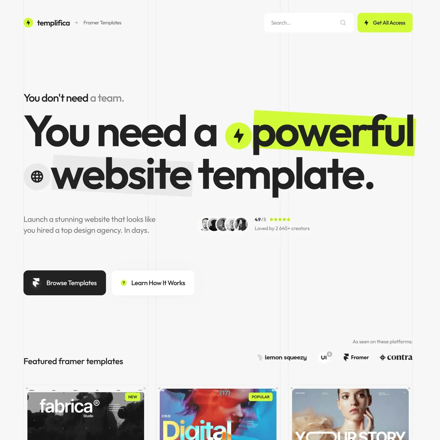 Templifica，作品集 网站设计灵感详情图 1