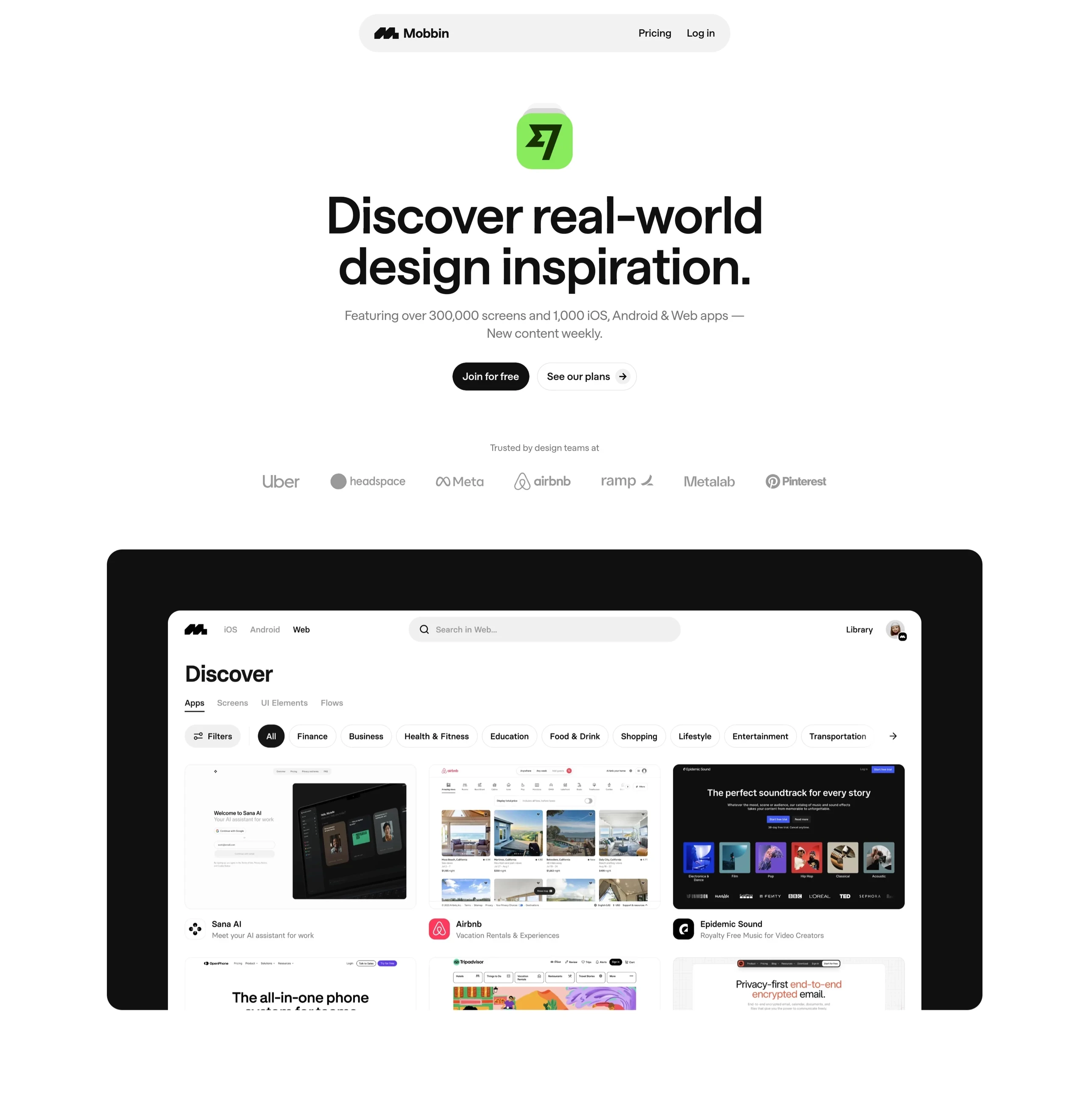 Mobbin，落地页、SaaS 网站设计灵感详情图 1
