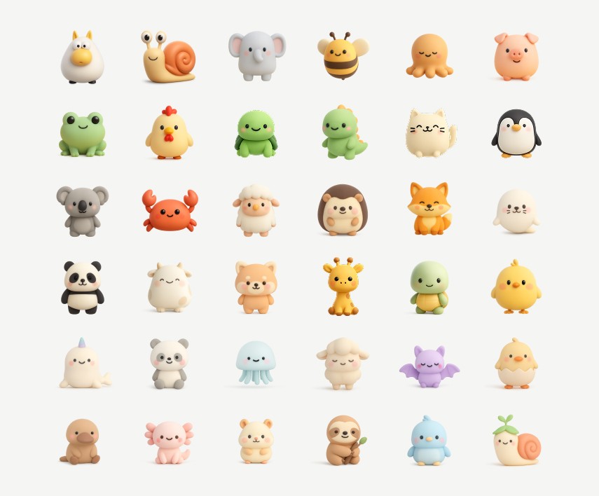 可爱的动物 3D 图标:Figma 的有趣 3D 资源