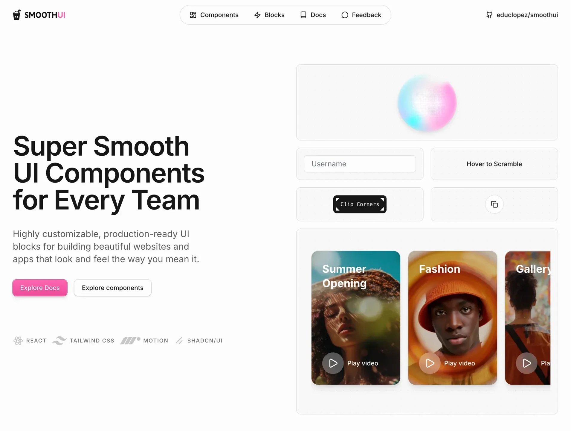 SmoothUI，落地页 网站设计灵感详情图 1